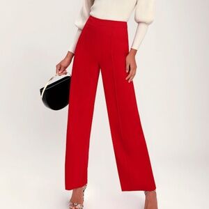 Lulus Opportune Moment Red Wide Leg Trouser Pants - Size S